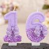 Purple Bow Digital Birthday Cake Candle 