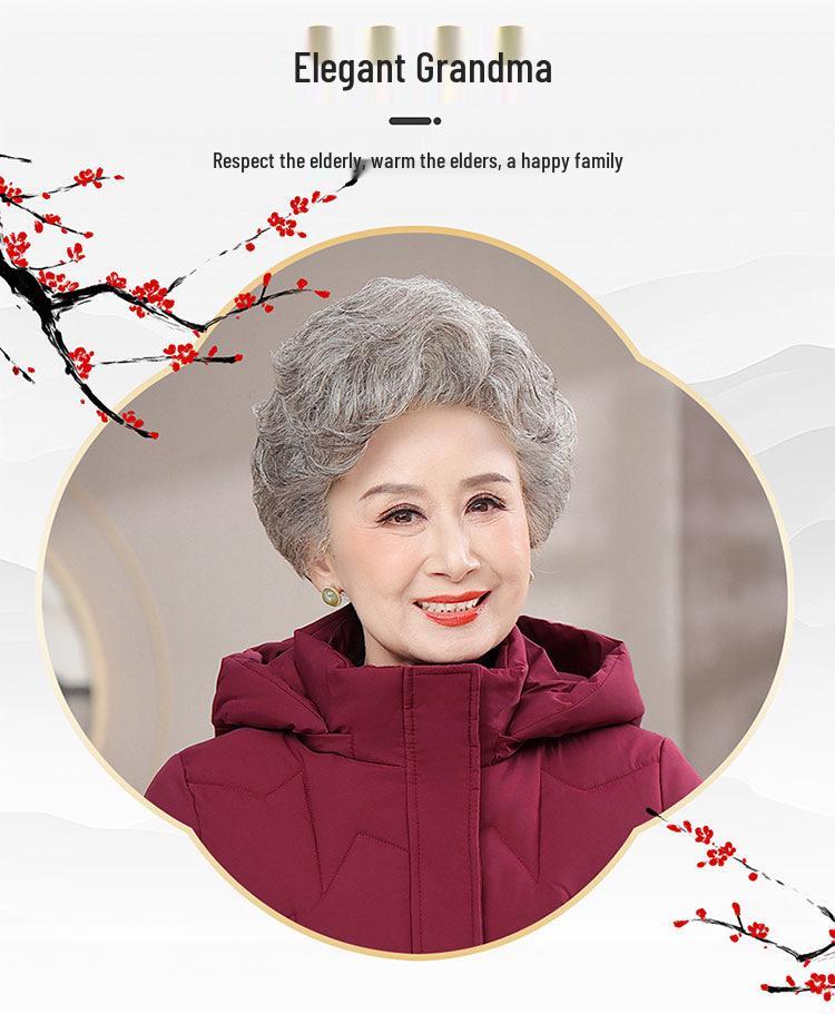 70-Year-Old Mom's New Style Hooded Winter Cotton Jacket: Thick, Warm, and Padded for Middle-Aged and Elderly Women