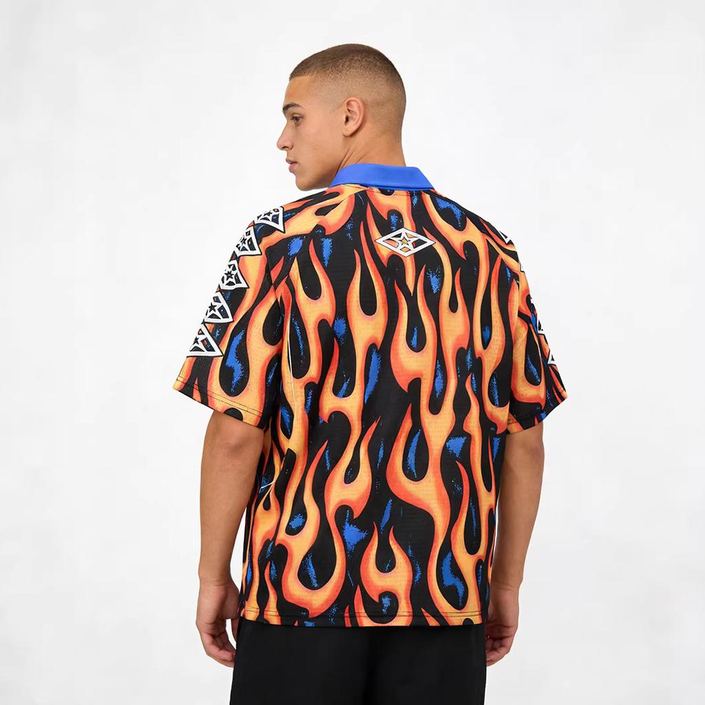 American Retro Short-Sleeved T-Shirt Mesh Quick-Drying Football Sports Top Loose Lapel Jersey For Men And Women