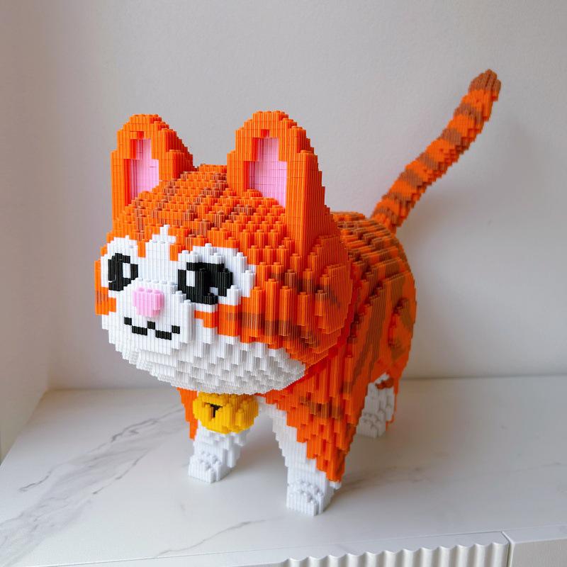 2025 Orange Cat Toy Compatible with LEGO Bricks - DIY Handmade Ornament & Children's New Year Gift