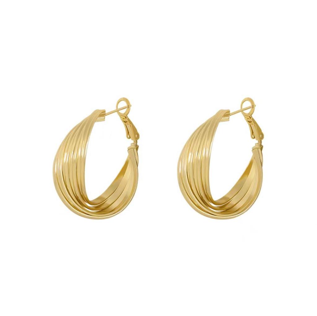 Trendy European & American High-End Twisted Metal Earrings for Women