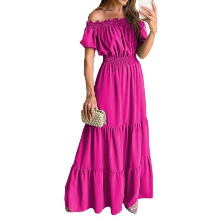 Women's Casual Dresses - Boho Off Shoulder Strapless Dress Elegant Anti Pilling Large Hem Adding Charm Popular Beach Party Streetwear