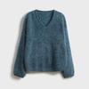 Retro V-Neck Lambswool Cashmere Bouclé Sweater