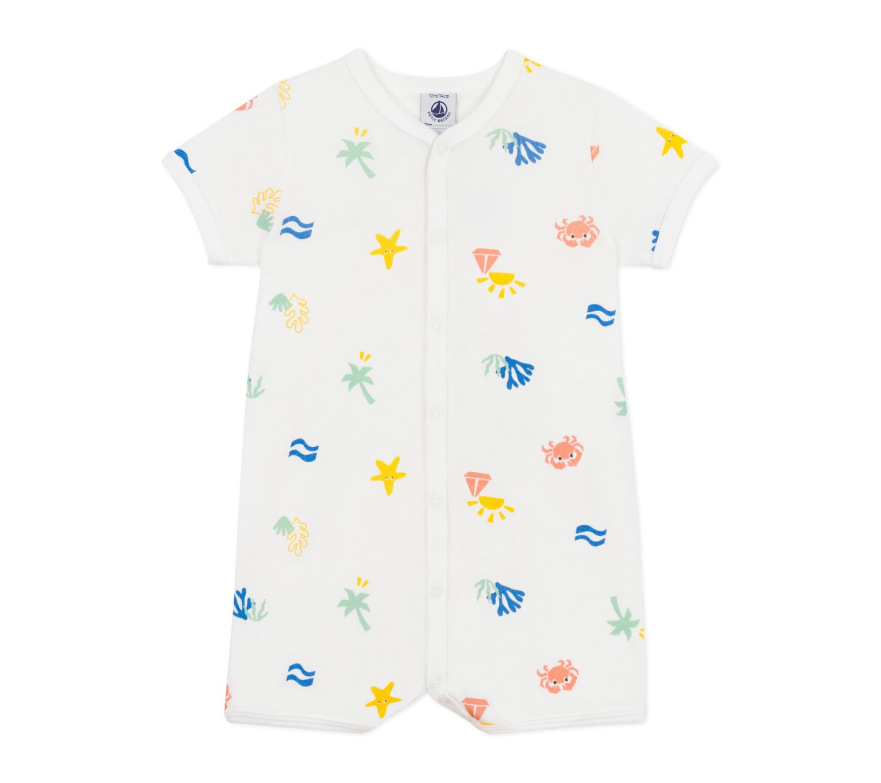 

Короткий комбинезон A0CU6 3 месяца, 60 см [Petit Bateau] Кремовый/Разноцветный