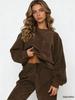 European & American Autumn/Winter Corduroy Solid Color Pullover with Foot-tie Pants Set