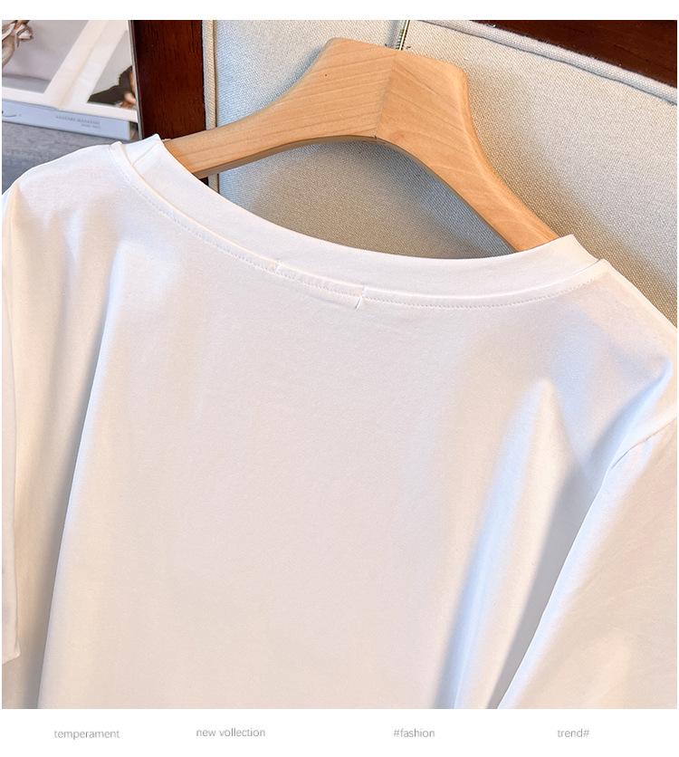 Plus Size Loose Fit Mid-Length Round Neck Short-Sleeve T-Shirt for Women