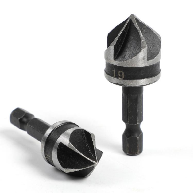Precise Woodworking Chamfer Tool 5 Flute Hexadecimal Shank Countersink Drill Bit Set For Clean Countersinks 3Size