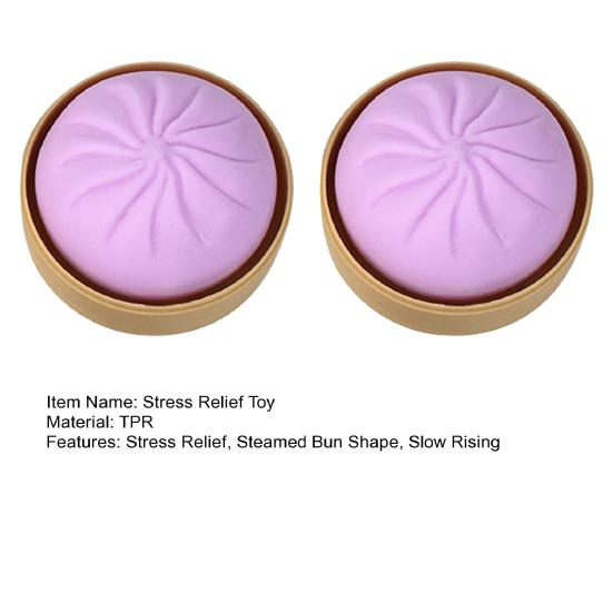 2Pcs Simulated Steamed Bun Toy with Steamer Stress Relief Dumpling Squeeze Sensory Fidget