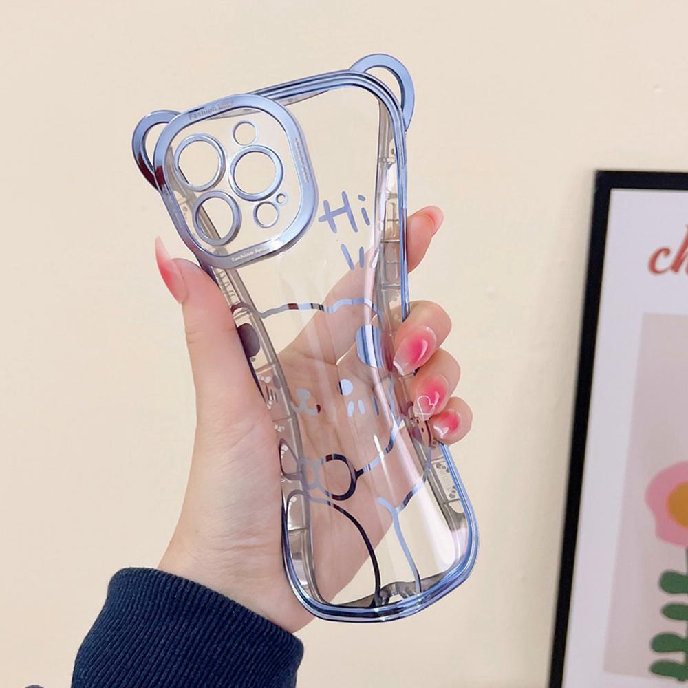 Husă de telefon drăguță cu model de urs de desene animate pentru Iphone 14 12 11 13 Pro Max Xr X Xs 7 8 Plus, acoperire transparentă din TPU moale