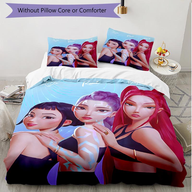 3pcs Duvet Cover Set (1*Duvet Cover + 2*Pillowcase, Without Core), KPop Demon Hunters Print Soft All‑Season Bedding Set, Home Bedroom Decor Gift
