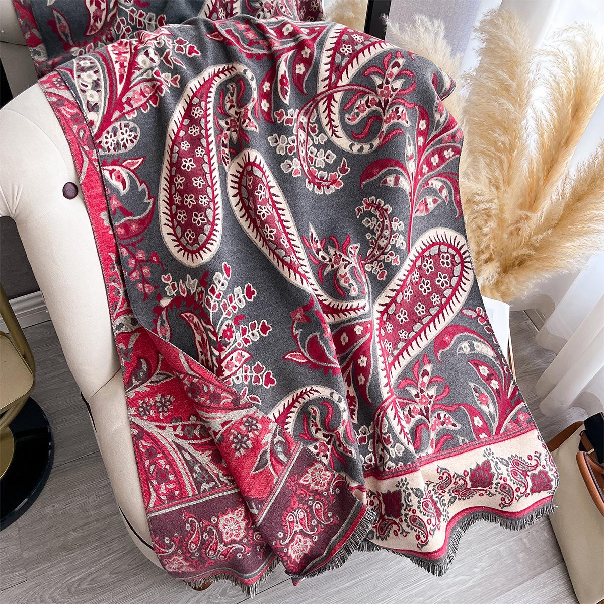 

Темпераментный шарф с принтом в виде цветка кешью, теплая защита шеи, длинная накидка, универсальный шарф для женщин 185x65cm