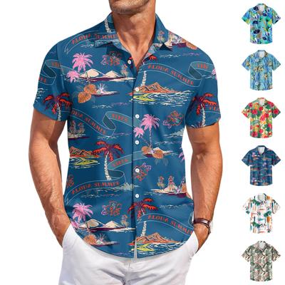 Camisa Casual Masculina com Estampa de Manga Curta