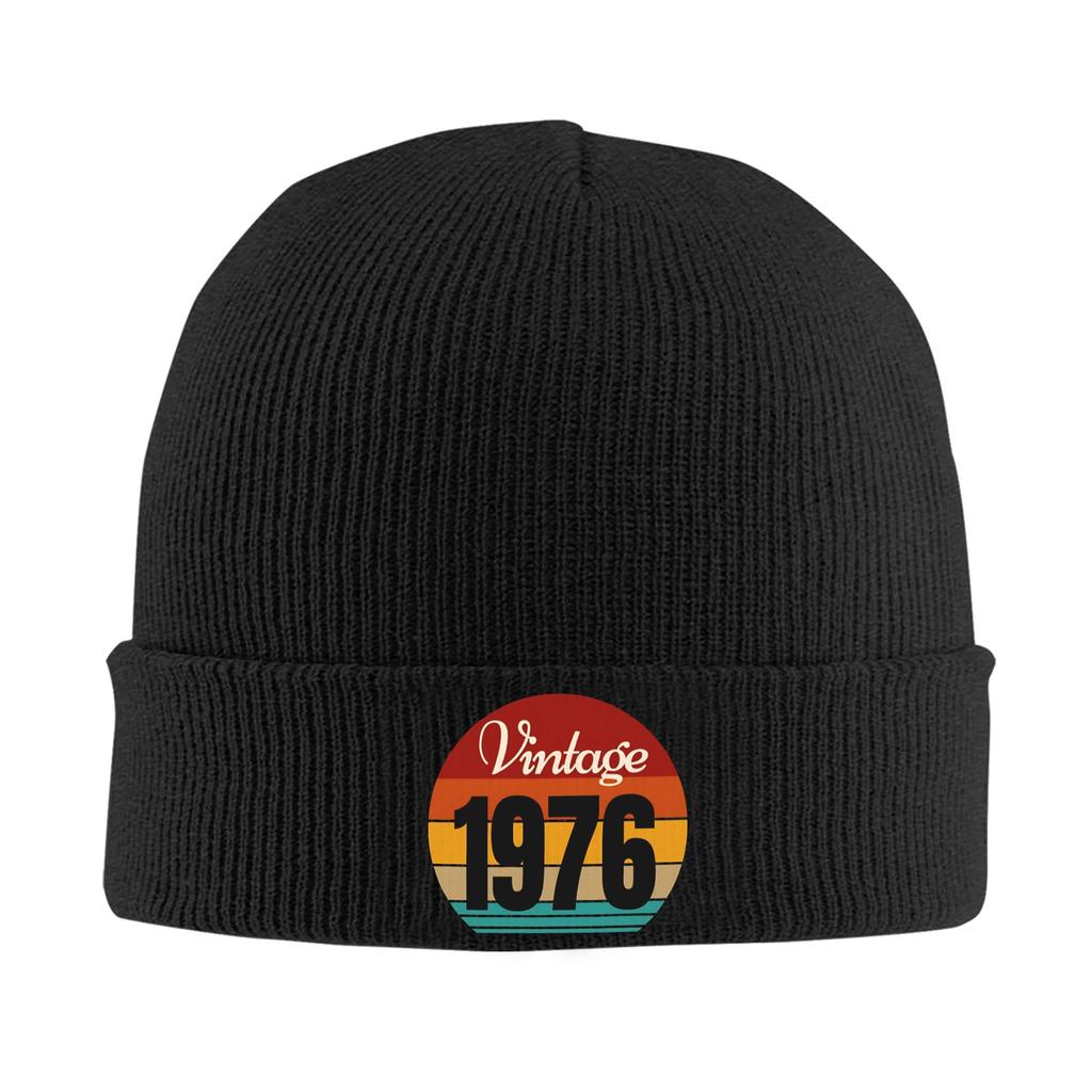 Herren Damen Strickbündel Mütze Geboren 1976 vintage Alter 50 Jahre alt 50. Geburtstag Merch Warm Gestrickt Beanie Mützen Skullies