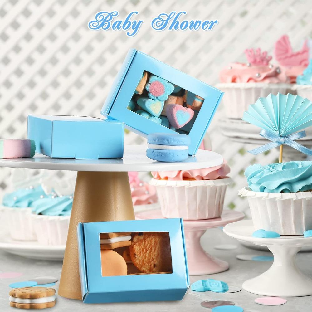 25 Stück Blaue Geschenkboxen mit Klarsichtfenster Kraftpapier Mini-Geschenkbox Rechteckige Seifenboxen für Selbstgemachte Geschenkverpackung Box für Neujahr Ramadan Hochzeit