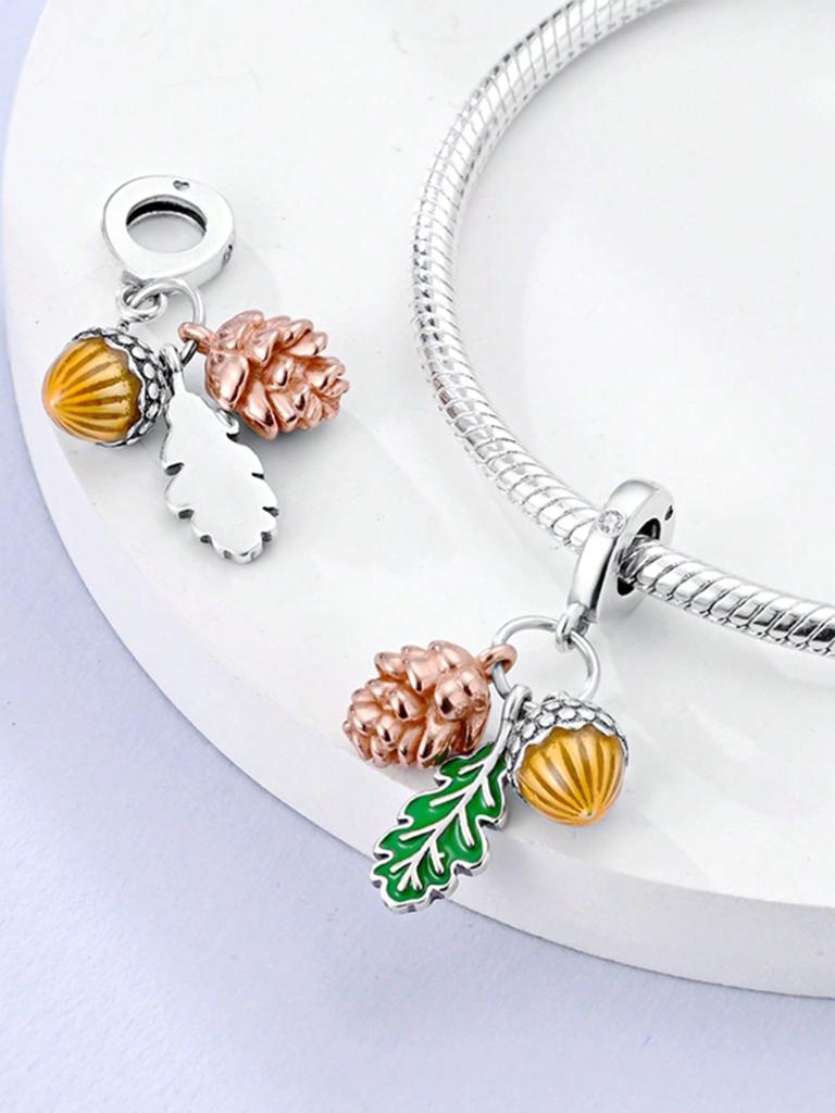 Charms Plata Utumnacornsfallen Andflowers Beads For Charmsoriginales Bracelet Beads Jewellery Making Women'S Gift