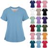 Women's Fashionable Loose-Fit Short-Sleeve V-Neck Workwear Blouse With Slit And Pockets