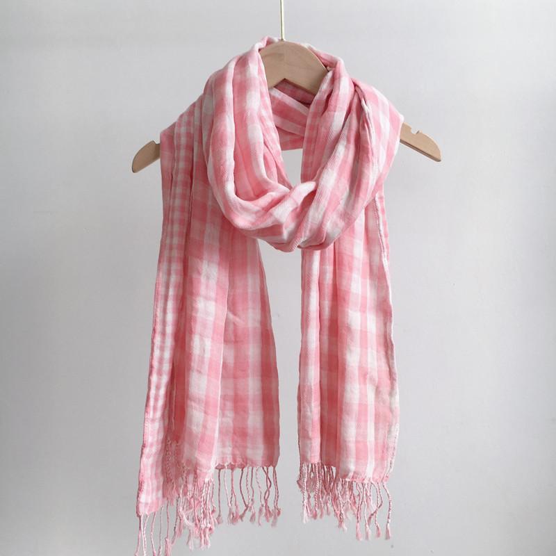 

Autumn and winter natural material 100%cotton plaid scarf 8Y