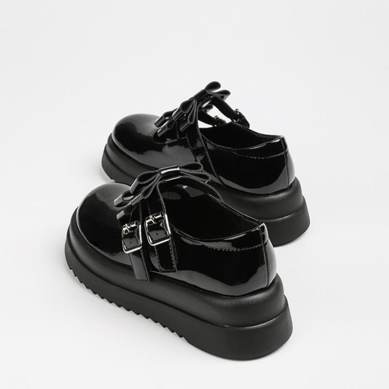 Platform Thick-soled Leather Shoes for Women New Style College Style Bowknot Cute Mary Jane Shoes Shallow Mouth Single Shoes