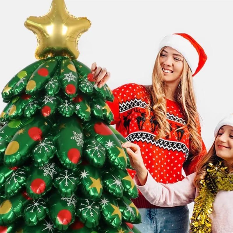 3D Large Christmas Tree Balloons Assemble Xmas Tree Aluminum Film Balloon for New Year Party Home Decor Photo Props Ornaments