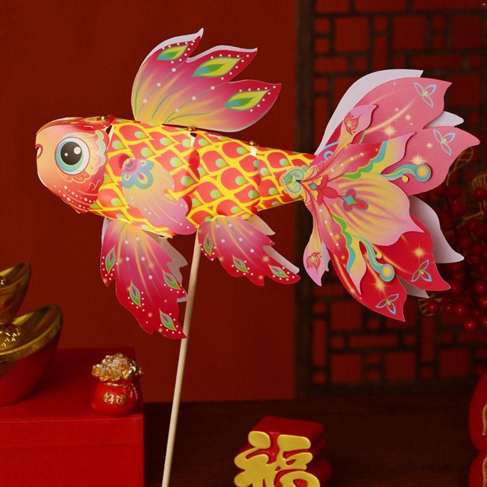 3D Mid-Autumn Festival Lantern Chinese Traditional Luminous Goldfish Light  Celebration