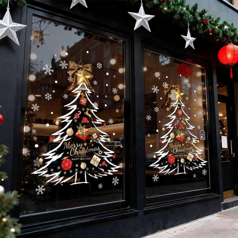 Christmas Decoration Christmas Tree Static Cling Stickers for Store Window Glass Doors