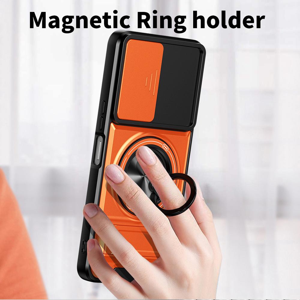 KEYSION Magnetic Phone Case for VIVO Y04 Y04s Y29s Y29t 5G Slide Camera Protection Upright Kickstand 360° Ring Shockproof Cover