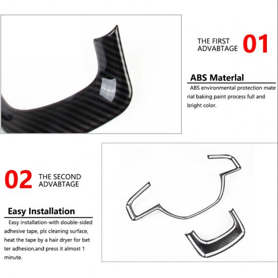 Carbon Fiber Interior Steering Wheel Cover Trim Frame For Dodge Ram 1500 2018+