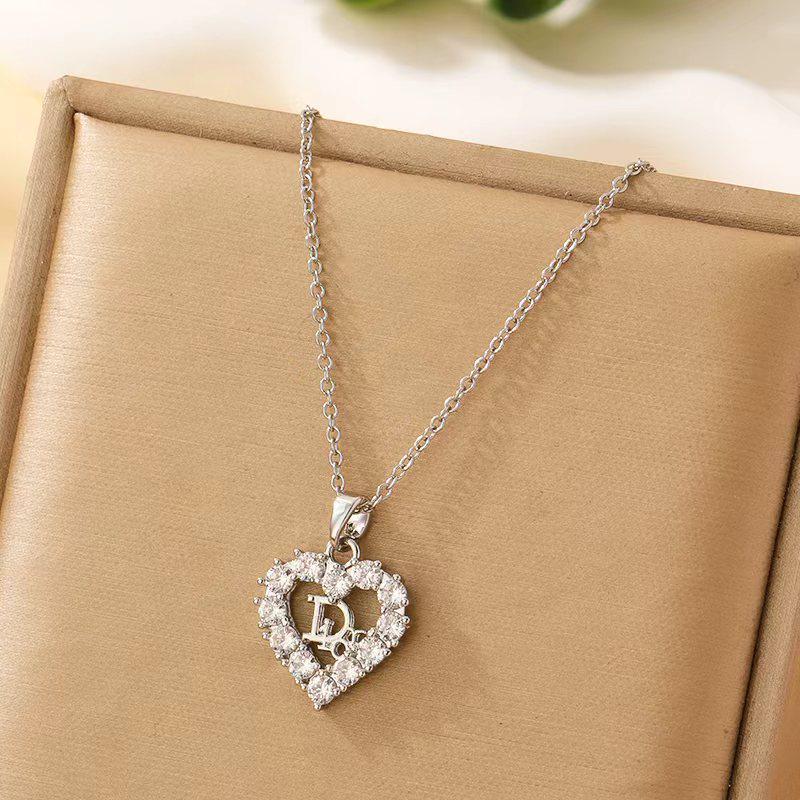 Women's Silver Titanium Steel Necklace with Micro-Inlaid Zircon - Elegant, Durable Clavicle Chain Jewelry