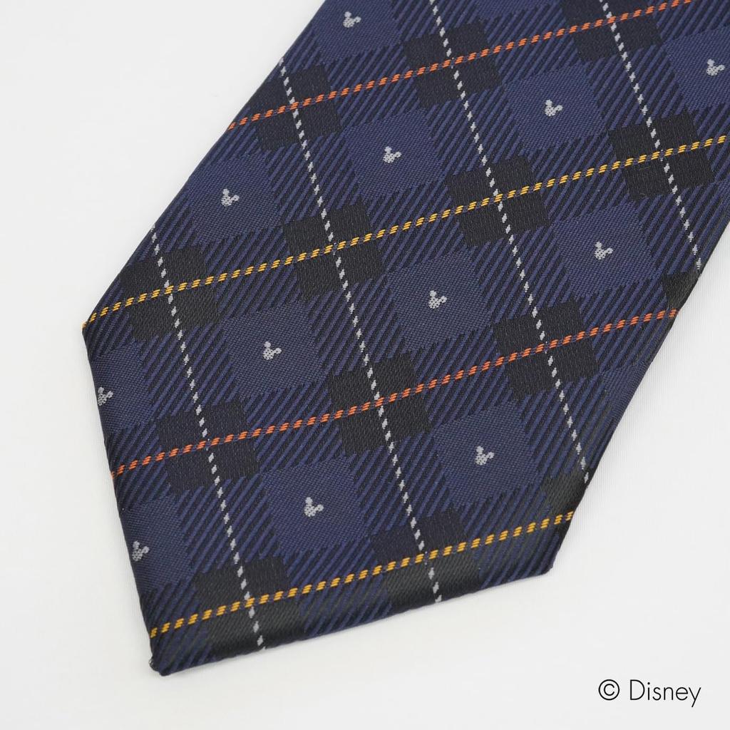 [Disney] Necktie (Three Circle Silhouette Check Pattern) Necktie D50036 Dark Blue x Yellow