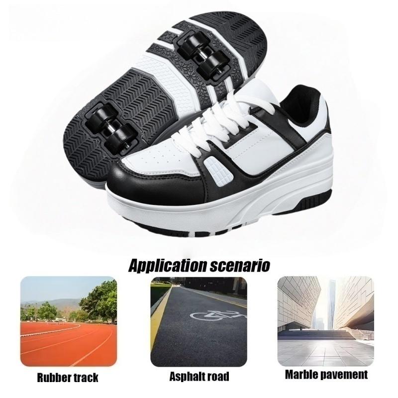Four wheel roller shoes Boys girls walking shoes Casual outdoor sports slide and shrink school students pulleys shoes sneakers
