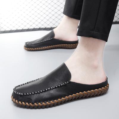 Men's Leather Slippers Slip On Casual Shoes