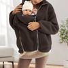 Women's Fashionable Oversized Matching Family Set: Kangaroo- Mother-and-Child One-Piece Solid-Color Shearling Coat