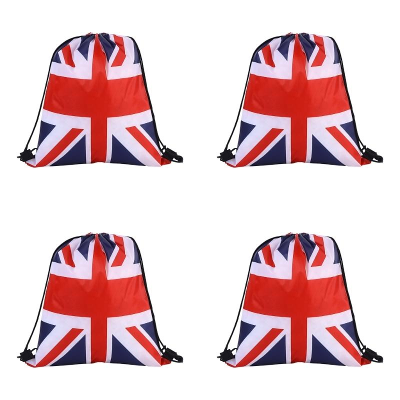 Pack Of 4 Durable Polyester Drawstring Bags With Tournament Flags Football Fan Gift For Party Favors And Sports Event