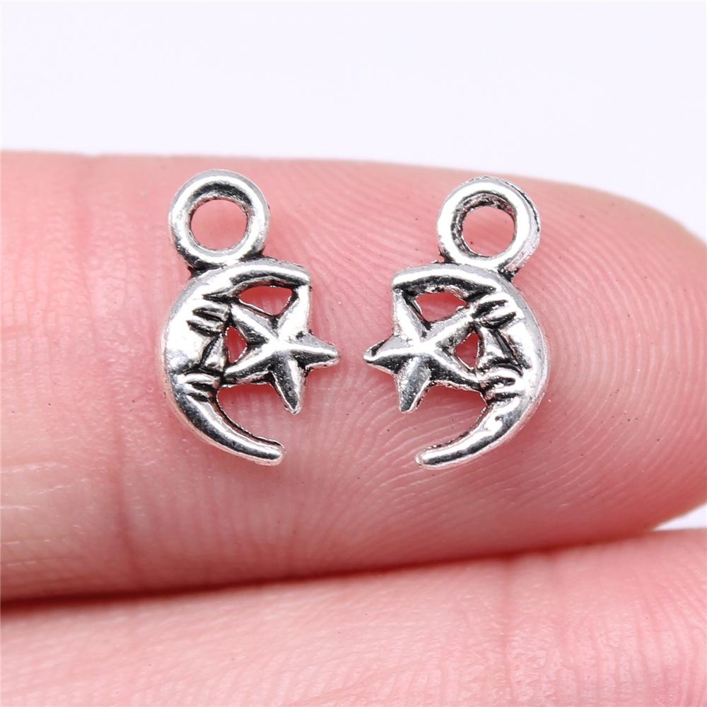

20pcs Star And Moon Charms For Jewelry Making Antique Bronze Silver Color Pendants Making DIY Handmade Tibetan Finding Jewelry