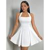 Women's Halter Neck Sleeveless Dress Sexy Pink Short Dress