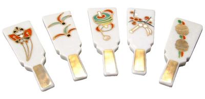 Chopstick Rest Yoshiyama Hagoita New Year HFT046 Set of 5 Kyo-yaki Kiyomizu-yaki