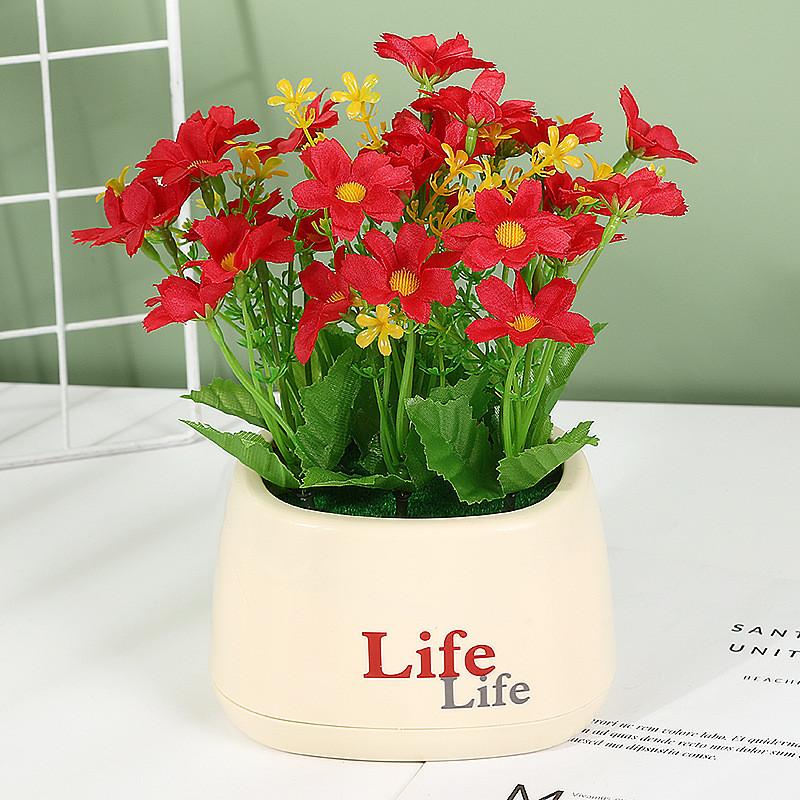 

Indoor Bellium Minutum Faux Plant Bonsai Ornament Office Desk And Decor Home Crimson Orchid