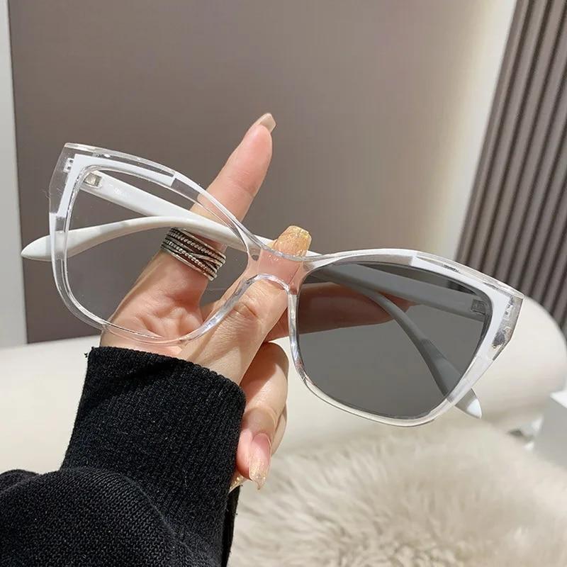 Fashion Retro Photochromic Glasses Anti-Blue Light Classic Cat Eye Frame Sunglasses Vintage Men Women Outdoor Eyeglasses