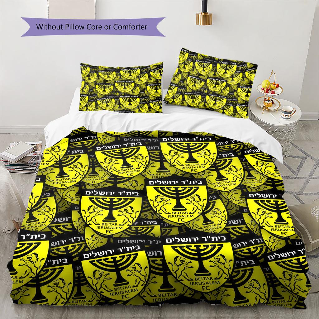 Beitar Jerusalem Pattern Bedding,Quilt Set Quilt Cover Pillowcase Home Birthday Gift(1 * Duvet Cover + 2 * Pillowcase, Without Core)