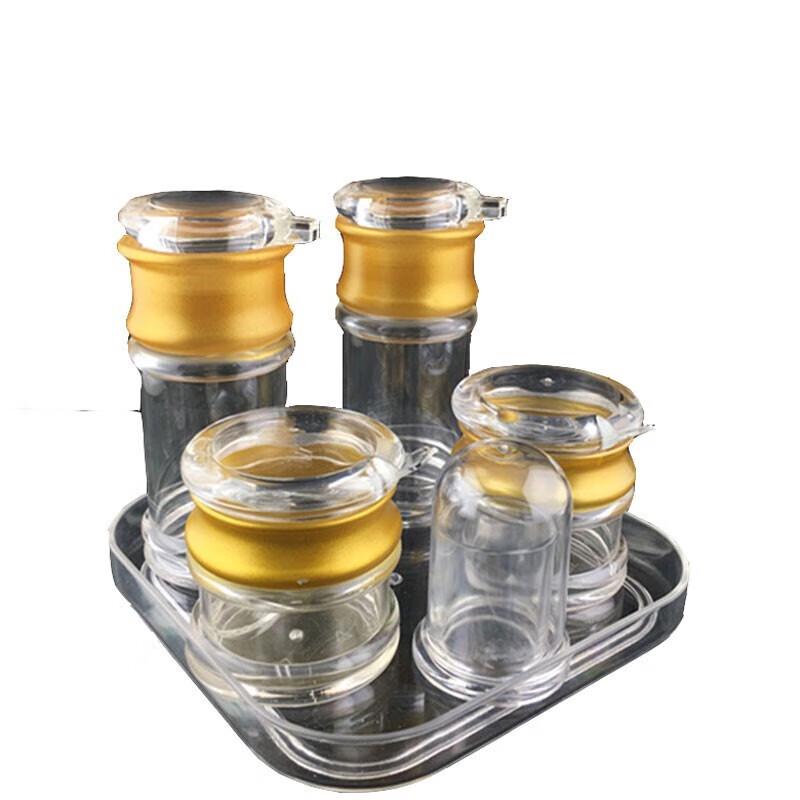 Homeglen 6-Piece Condiment Dispenser Set with Tray