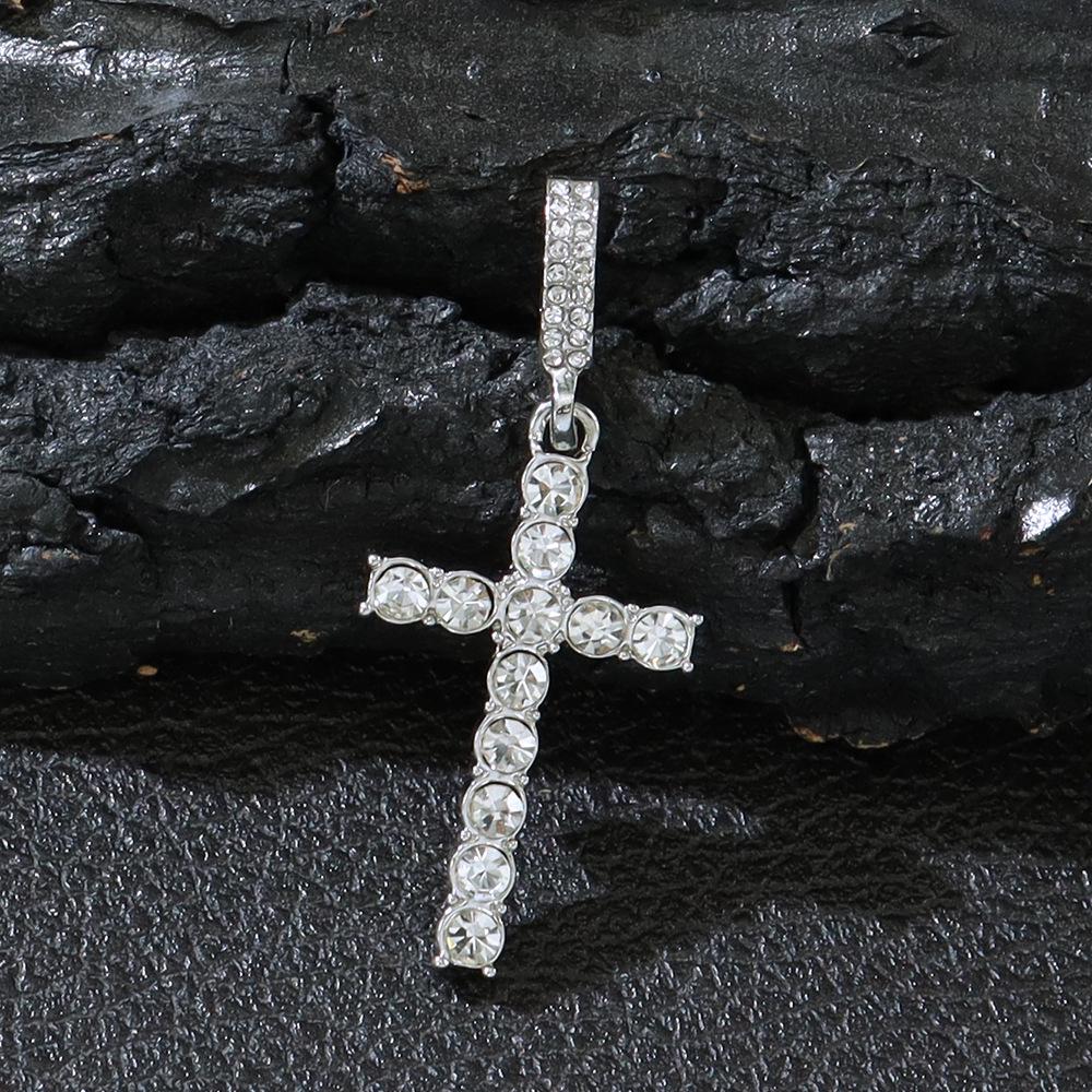 Hot Selling Cross Pendant with Rhinestone Cuban and Single Row Tennis Chains
