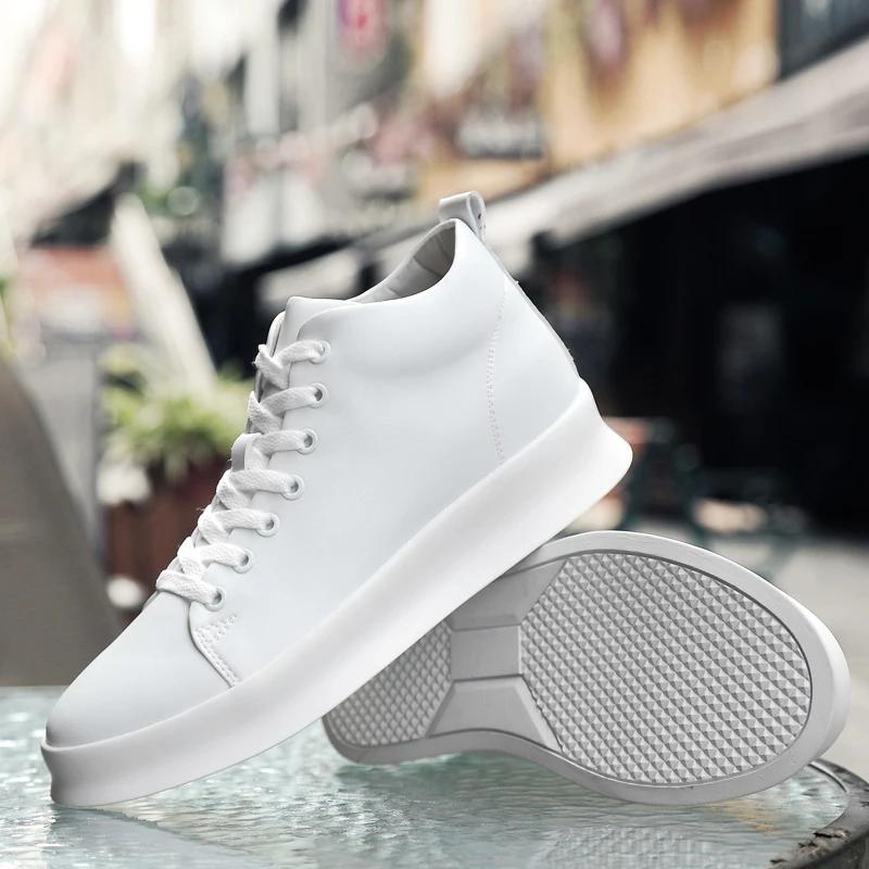 Fashion Lace-up Men's Shoes New Elevator Ankle Boots Men Casual Leather Male Outdoor Footwear Non-Slip Versatile Mens Sneakers