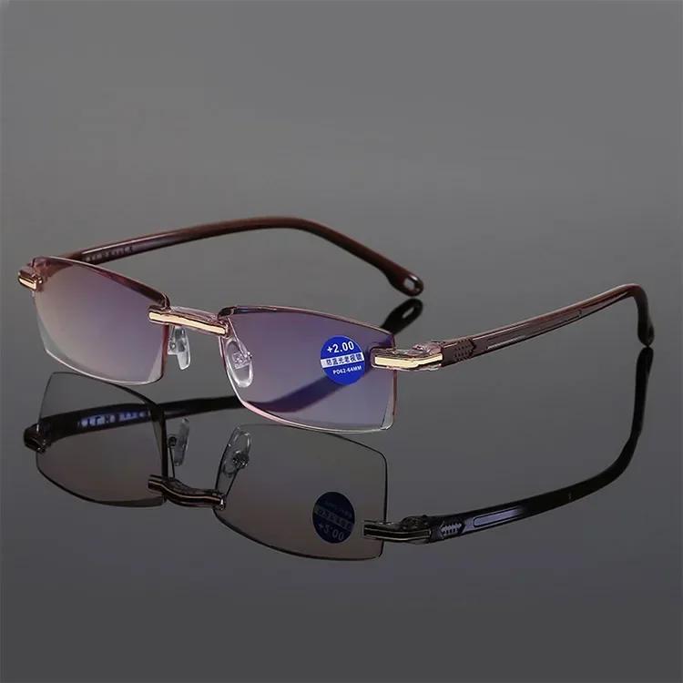 Men Reading Glasses Anti Blue Rays Presbyopia Eyeglasses HD Lens Women Classic Rimless Eyewear Diopter +1.0 To +4.0