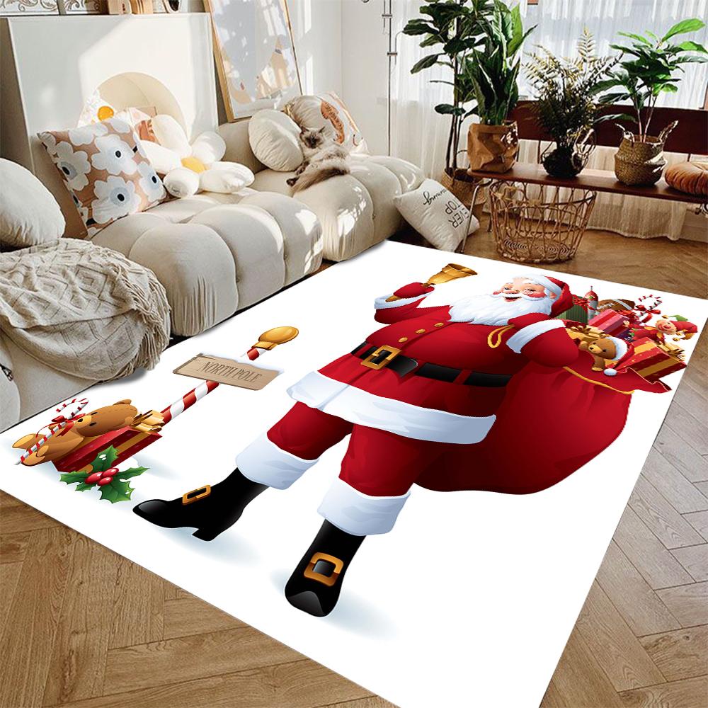 

Merry Christmas Doormat Decorative Xmas Holiday Front Door Mat Funny Cartoon Character Felt Door Rugs for Indoor Outside De Practical Use 40X60cm-16x24in