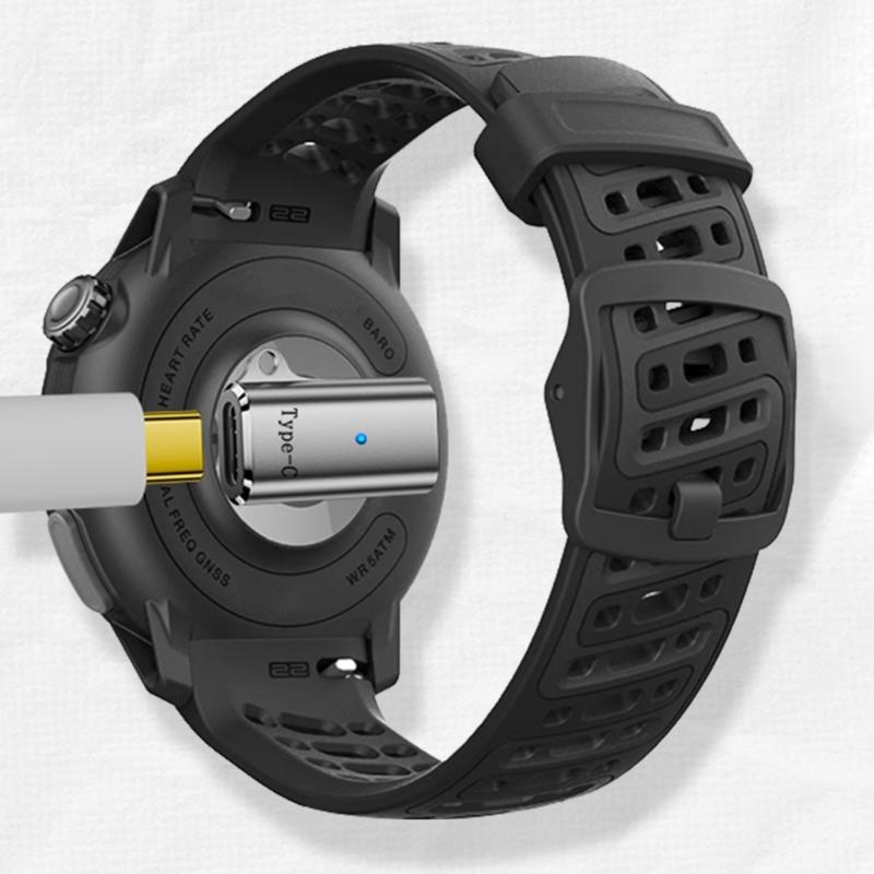 Universal Magnetic Charging Adapter Type C To 3 Pin Connector With LED Indicator Portable Keychain Design For Smartwatch