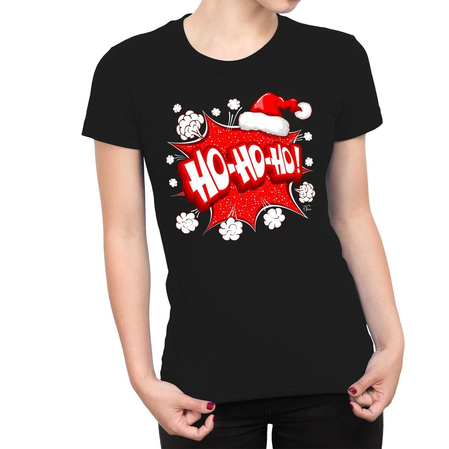 1Tee Womens Ho,Ho,Ho Comic Burst Christmas T-Shirt XXL