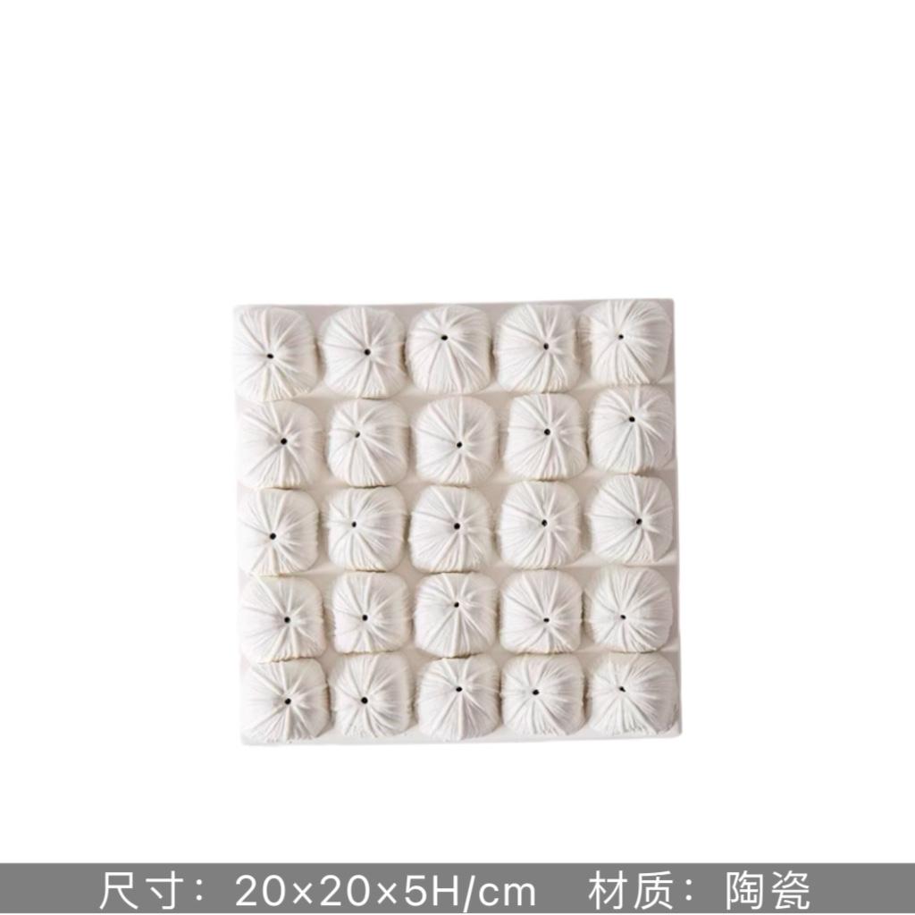 Ceramic Square White Flower Painting Creative Living Room Decoration Ceramic Petal Painting Interior Decoration Background Wall