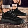 Men'S Casual Shoes Retro Winter Plush Ankle Boots Lace-Up Genuine Leather Outdoor Men'S Boots High Quality Antiskid Cowboy Botas