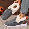 New winter women's cotton shoes with fleece and thickened burrs to keep warm, flat bottom and one pedal cotton shoes for women