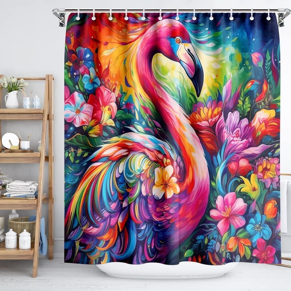 Black Shower Curtain Life Tree Sky Elephant Neon Fabric Plant Fantasy Art Bathroom Curtain For Women Bathtub Decoration